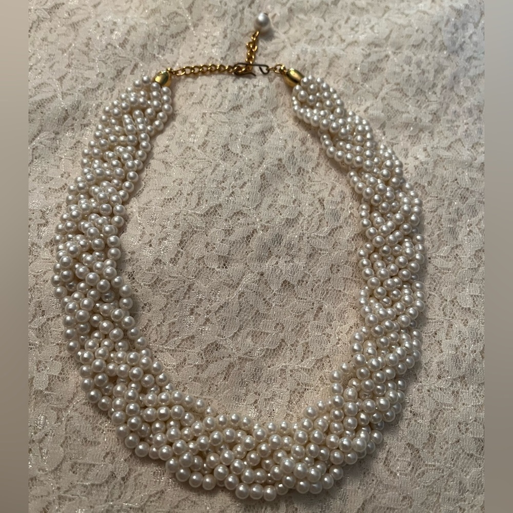 Napier/vintage 6 braided strand pearl necklace 14”-16” adjustable